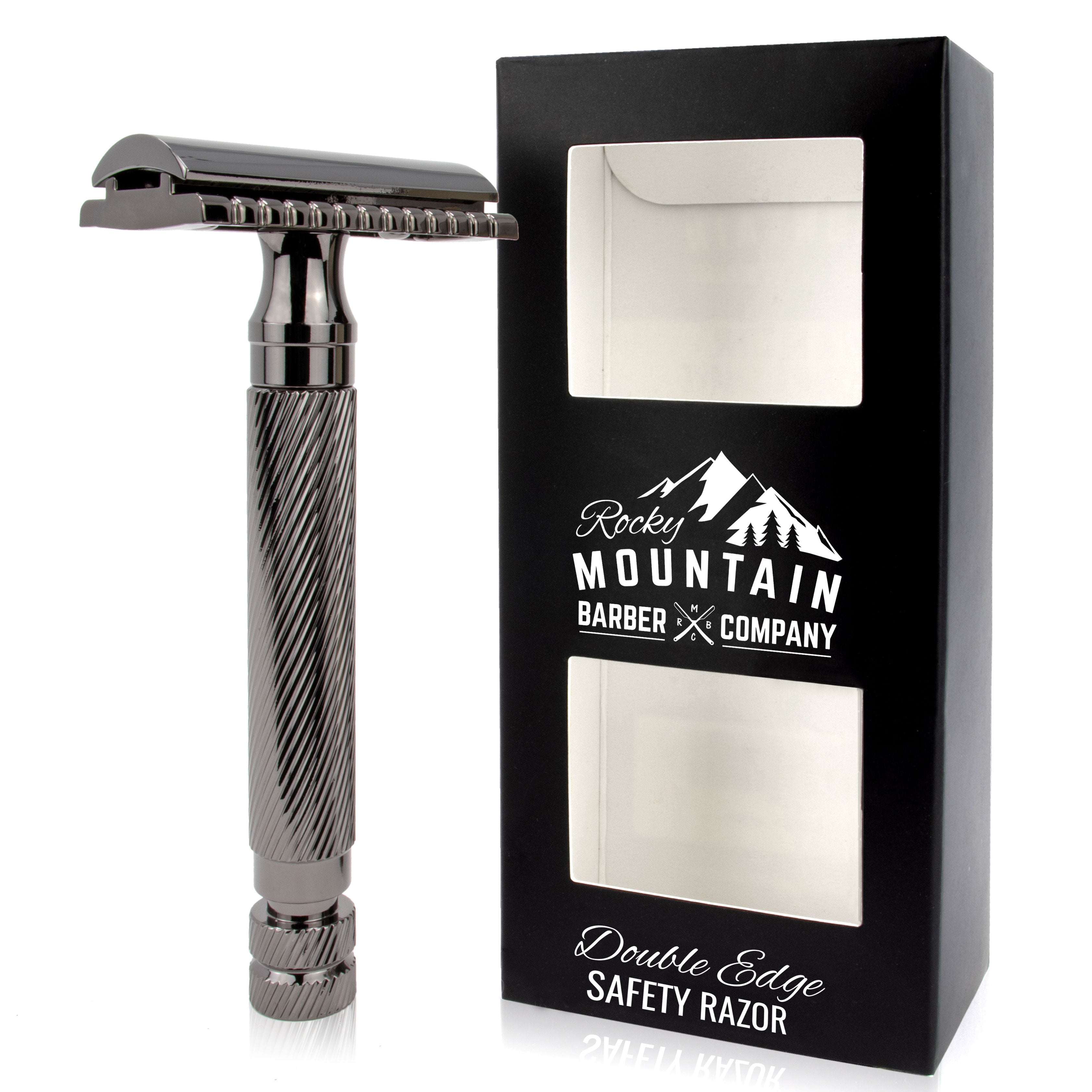 CS-201 Heavy Duty Long Handled Safety Razor with 5 Shark Super Stainless  Steel Double Edge Blades