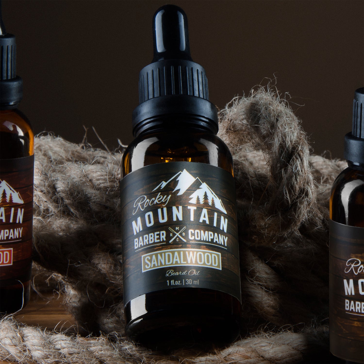 Sandalwood Beard Oil Group Shot Lying Down